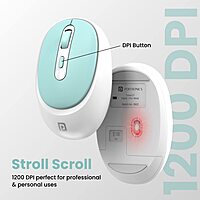 Portronics Toad 27: Blue Wireless Mouse with Silent Clicks, ergonomic design, 2.4GHz connectivity, long battery life, perfect for quiet environments, compatible with multiple devices.