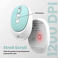 Portronics Toad 27 Wireless Mouse, Silent Buttons, 2.4 GHz with USB Nano Dongle for PC/Mac/Laptop, Auto Power saving Mode, Adjustable DPI Button