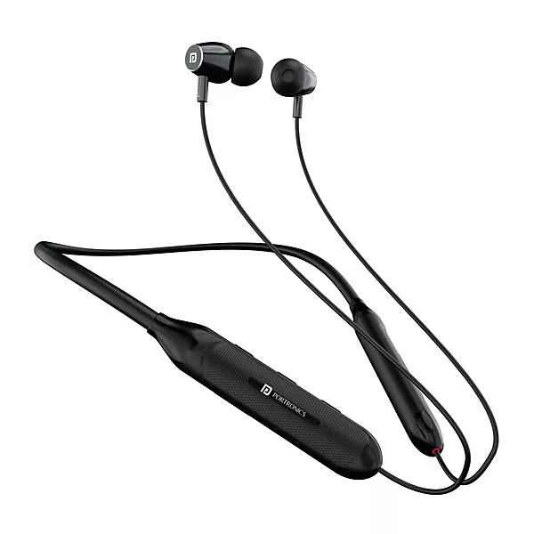 Portronics Harmonics Z7 – Wireless Earphones, 40H Battery Life, Bluetooth Connectivity, Deep Bass, Comfortable Fit, Built-in Mic, Ideal for Music & Calls, Sleek Design, Color: Black.