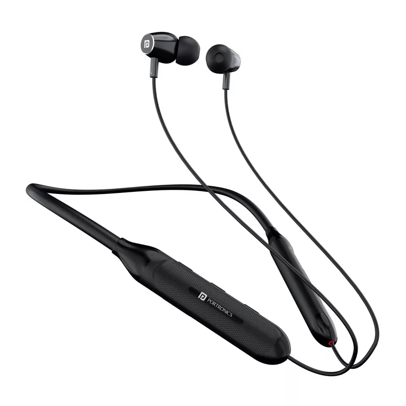 Portronics Harmonics Z7 – Wireless Earphones, 40H Battery Life, Bluetooth Connectivity, Deep Bass, Comfortable Fit, Built-in Mic, Ideal for Music & Calls, Sleek Design, Color: Black.