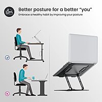 Portronics K9 Laptop Stand – Black, Adjustable & 360° Ergonomic