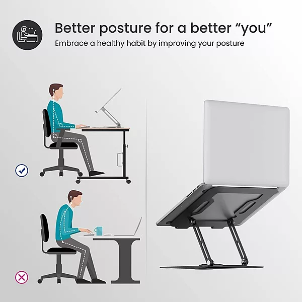 Portronics K9 Laptop Stand – Black, Adjustable & 360° Ergonomic
