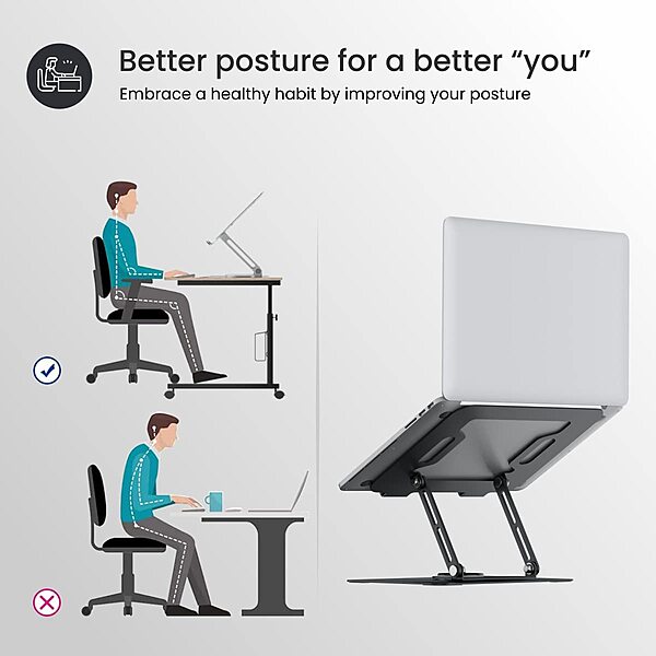 Portronics K9 Laptop Stand – Black, Adjustable & 360° Ergonomic