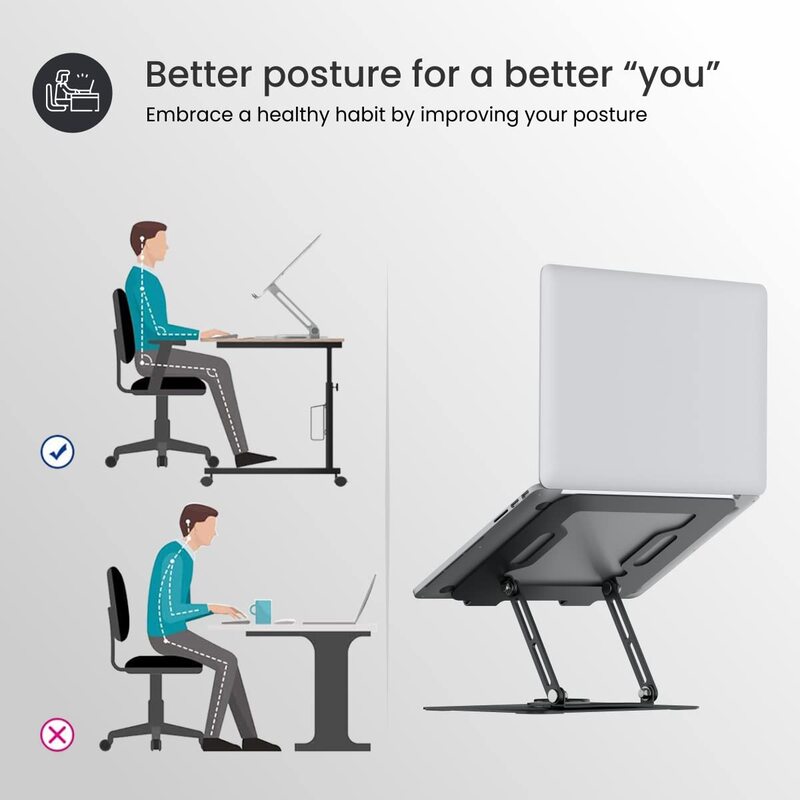 Portronics K9 Laptop Stand – Black, Adjustable & 360° Ergonomic