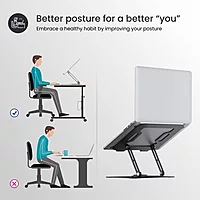 Portronics My Buddy K9 Laptop Stand – Metal Build | Extendable & Rotatable | Black | 1 Year Warranty