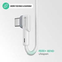 Portronics Konnect L 60W Type-C Cable – White 1.2M is a high-speed charging and data transfer cable, designed for durability and efficiency, perfect for all your Type-C devices.