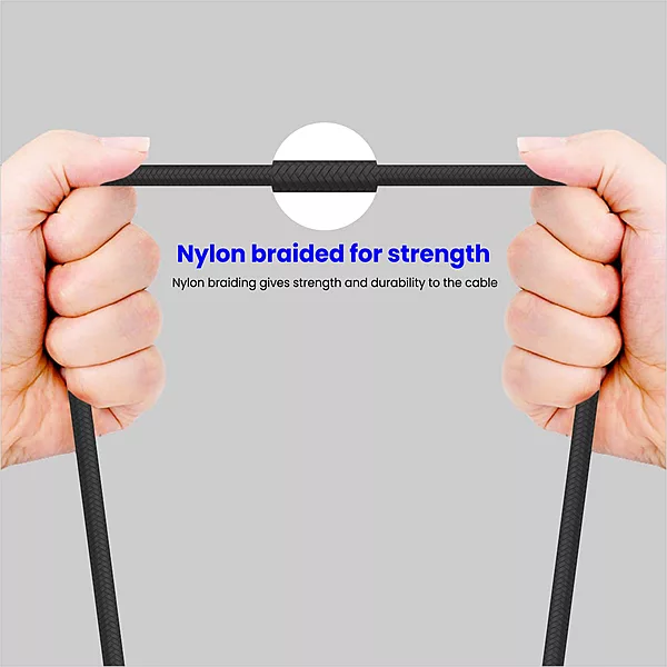 Portronics 1648 Konnect L 20W Type-C to Lightning Cable – Nylon Braided | 1M | Black