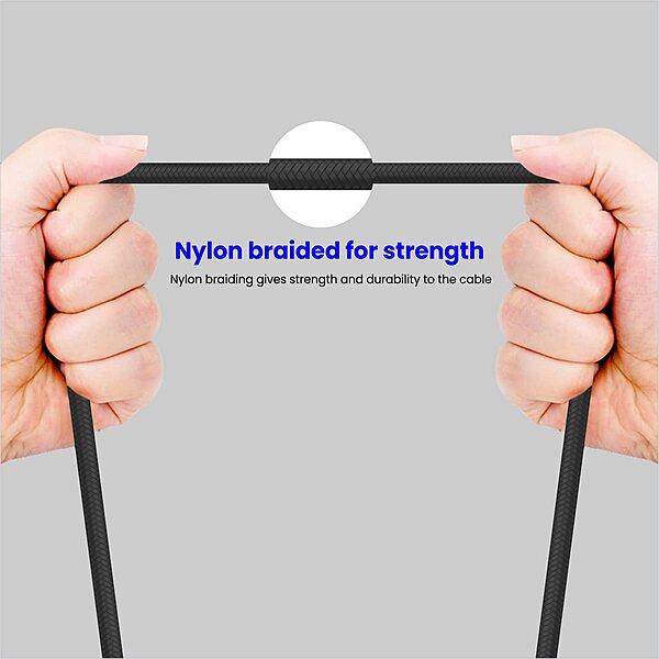 Portronics 1648 Konnect L 20W Type-C to Lightning Cable – Nylon Braided | 1M | Black