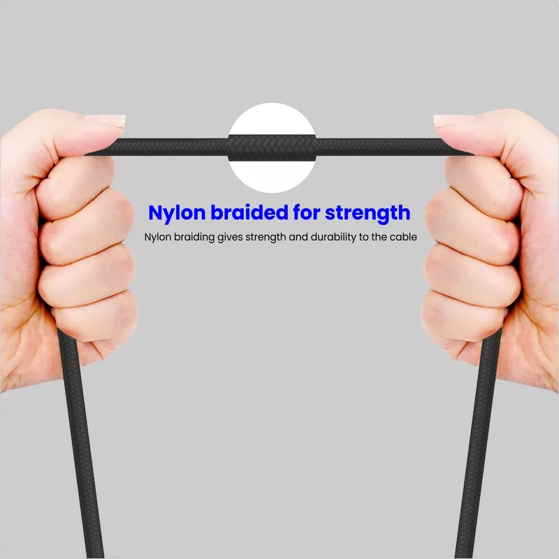 Portronics 1648 Konnect L 20W Type-C to Lightning Cable – Nylon Braided | 1M | Black