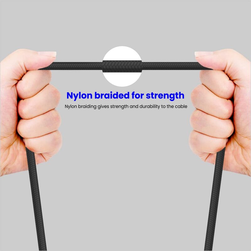 Portronics 1648 Konnect L 20W Type-C to Lightning Cable – Nylon Braided | 1M | Black