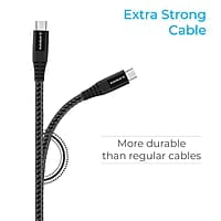 Ambrane Type C Cable 3A Fast Charging 1M Braided Cable for Smartphones, Tablets, Laptops & other Type C devices, 480Mbps Data Sync, Quick Charge 3.0 (RCT 10