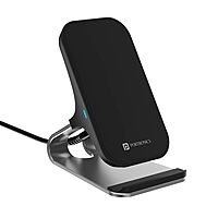 Portronics Freedom 15 Plus 15W Wireless Charger Stand – Dual Coil | Aluminum | Black