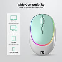 Portronics Toad IV Bluetooth Mouse with 2.4 GHz Wireless (Dual Connectivity), Rechargeable, Connect up to 3 Devices, RGB Lights, Adjustable Optical DPI for Laptop, PC, Tablet, Smartphone