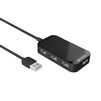 Portronics Mport 4D is a versatile 4-in-1 USB hub featuring multiple ports and a long cable for easy connectivity. Perfect for expanding your device's capabilities with convenience and efficiency.