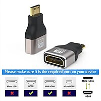 Mini HDMI (M) to 8K HDMI 2.1 (F) Adapter, 8K @60Hz, 4K @120Hz, Dynamic HDR, 3D & eARC for TV, Projector, Laptop Mini HDMI (M) to 8K HDMI 2.1 (F) Adapter, 8K @60Hz, 4K @120Hz, Dynamic HDR, 3D & eARC for TV, Projector, Laptop