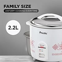 Preethi Electric Rice Cooker, 2.2 Litre, Double Pan, Anodized and Rustproof Aluminium Pan