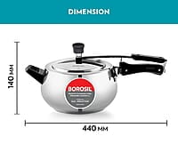 Borosil Pronto Induction Base Stainless Steel Inner Lid Pressure Cooker 5L