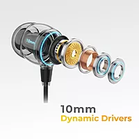 Corseca JC SyncStrom Wired Earphones – 3.5mm Jack | 10mm Drivers | Extra Bass | Mic
