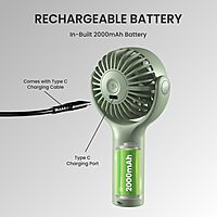 Portronics Toofan Mini Fan – 7800 RPM, Compact Design, White Color, USB Rechargeable, Lightweight, Portable, Ideal for Home, Office, Travel, Adjustable Speed, Quiet Operation, Energy Efficient.