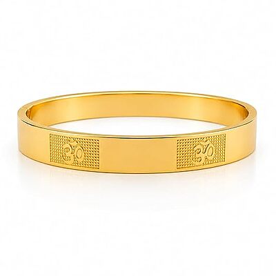 Om Engraved Gold Plated Kada Bracelet for Men & Women | Spiritual Designer Bangle