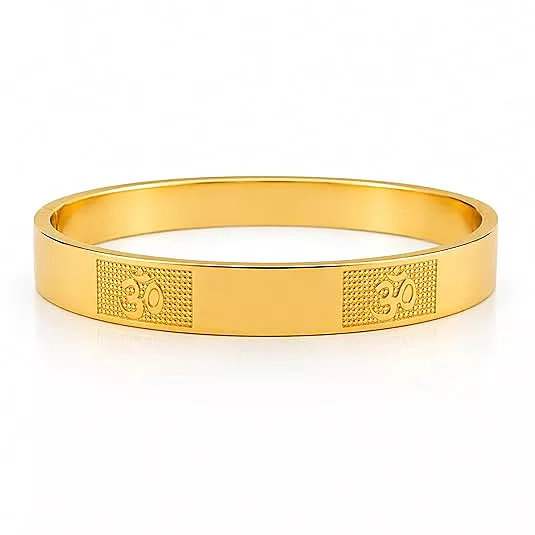 Om Engraved Gold Plated Kada Bracelet for Men & Women | Spiritual Designer Bangle