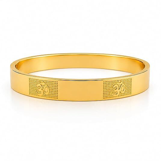 Om Engraved Gold Plated Kada Bracelet for Men & Women | Spiritual Designer Bangle