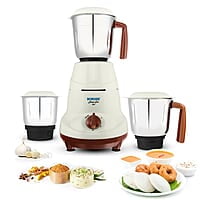 Borosil Home Star Mixer Grinder, For Wet/Dry Mixing & Grinding, 500 Watts, 3 Stainless Steel Jars(1.2 L Blending Jar, 800 ml Dry/Wet Grinder, 400 ml Chutney Jar), Mixie For Kitchen