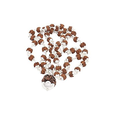 Silver tied Rudraksha Mala With Ruthratcham Pendant|With Certificate