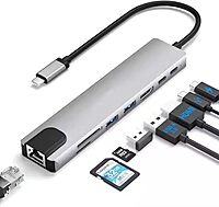 Hammok-SMASH 8-in-1 USB-C Hub: Connect with ease! Features RJ45 for stable internet, HDMI for 4K display, plus multiple USB ports. Perfect for expanding your device's capabilities on the go!
