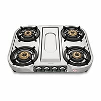 Preethi Shine Stainless Steel Gas Stove 4 Burners Manual Ignition ISI Certified
