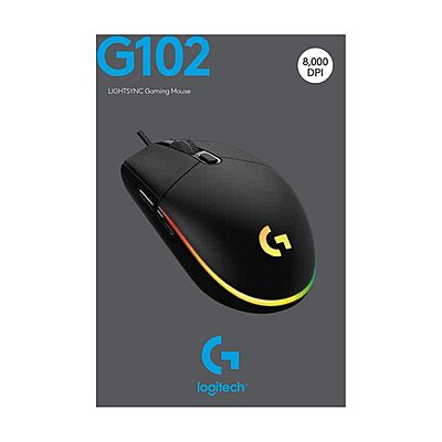 LOGITECH USB WIRED GAMING MOUSE WITH 8K DPI TRACKING AND CUSTOMIZABLE RGB LIGHTING G102-Black