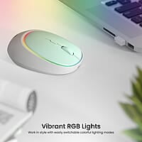 Portronics Toad IV Bluetooth Mouse with 2.4 GHz Wireless (Dual Connectivity), Rechargeable, Connect up to 3 Devices, RGB Lights, Adjustable Optical DPI for Laptop, PC, Tablet, Smartphone