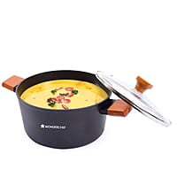 Wonderchef Caesar Forged Virgin Aluminium Casserole with Glass Lid, 24cm, Black, Greblon C3 Non-stick Coating