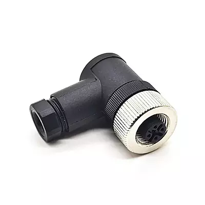 M12 Connector 4 pin Field Female Socket Right Angle Plastic Screw Locking Circular Sensor A- Coded Connectors for Cable Assembly