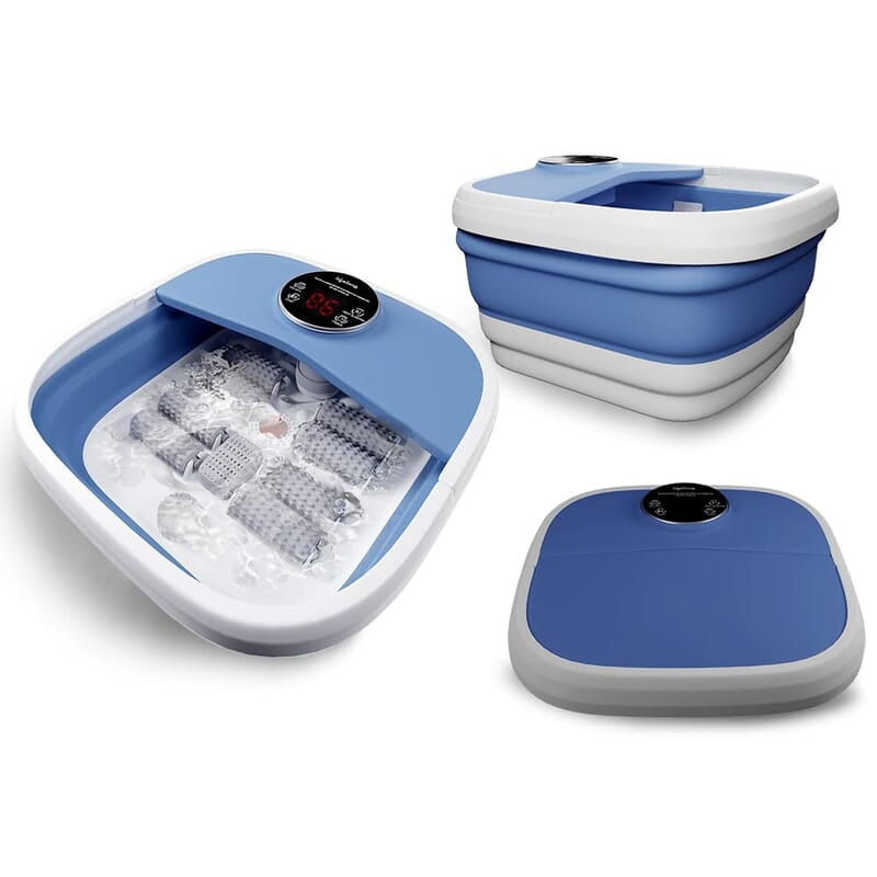 Lifelong Electric Foldable Foot Spa Massager with 8 Manual Massage Rollers, Digital Panel & Water Heating Technology