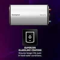 Crompton Versa Horizontal RHS 15L Storage Water Heater (Geyser) with Rust Proof Plastic body and Superior Glassline Coating