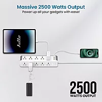 Portronics Power Plate 14 Extension Board – 10 Universal Sockets | 25W Type-C PD | 3 USB Charging Ports | 3 Meter Long Cord | 2500 Watts | Multi-Plug for Home Appliances | White