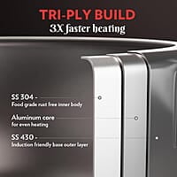 Borosil Triply Induction Base Inner Lid Stainless Steel Pressure Cooker, 1.5 L