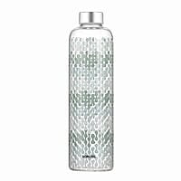 Borosil Artisan Series Vista 1000 ml Narrow Mouth Glass Bottle with Metal Lid | 100% Borosilicate, Fridge Safe, Leakproof, Easy to Carry | Store Water, Lassi, Juice, Smoothies | Dishwasher Safe