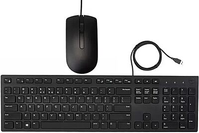 Dell USB Wired Keyboard and Mouse Set (Black) KB216+MS116 offers a reliable and comfortable typing experience with a sleek design, perfect for home or office use. Easy plug-and-play setup.