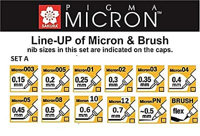SAKURA MICRON BLACK 12PCS SET A