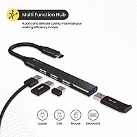 Portronics Mport 31C – 4-in-1 USB-C Hub, 5Gbps Speed, supports HDMI, USB 3.0, and SD card reader, compact design, perfect for laptops and tablets, enhances connectivity and productivity.