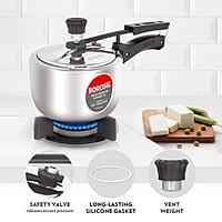 Borosil Triply Induction Base Inner Lid Stainless Steel Pressure Cooker, 1.5 L