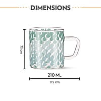 Borosil Vision Vista Tea n Coffee Classic Mug Set of 6 Pcs 210 ml | Borosillicate Glass, Microwave Safe, Scratch Resistance, Lightweight | for Chai, Green Tea, Milk