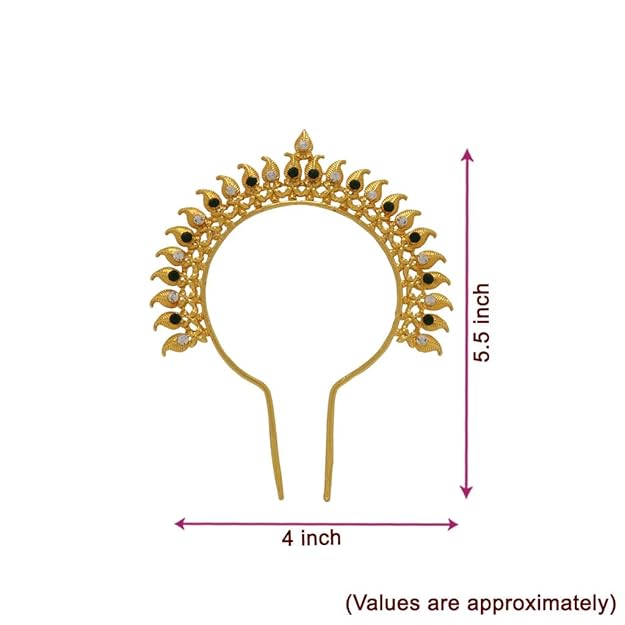 Srimathi Jewellers Gold Plated Leaf Head Crown | Perfect for Enhancing Your Spiritual Decor | Used as Bharatanatyam, Kuchipudi, Oddisi Dancers Head Set | traditional head accessory