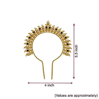 Srimathi Jewellers Gold Plated Leaf Head Crown | Perfect for Enhancing Your Spiritual Decor | Used as Bharatanatyam, Kuchipudi, Oddisi Dancers Head Set | traditional head accessory