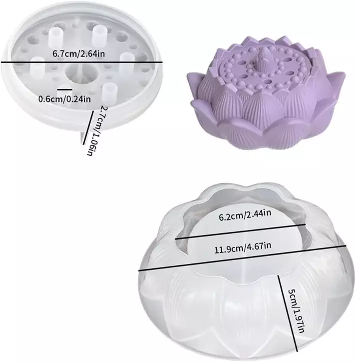 Silicon Mold Candle Concrete Holder Lotus Shape Jar