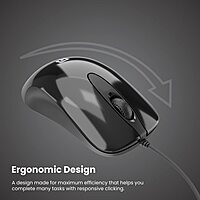 Portronics Toad 26: Wired Mouse featuring 1500 DPI for precision and a smooth scroll wheel for easy navigation. Ideal for work and gaming, it combines comfort with functionality in a sleek design.