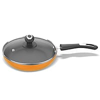 Preethi Dura Collection Non Stick Fry Pan, 26 cm, with Glass Lid, Gas & Induction Compatible