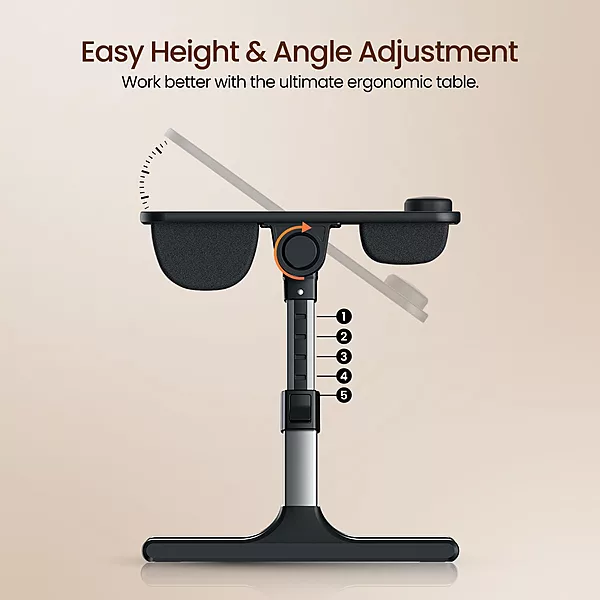 Portronics My Buddy Z – Foldable Brown Laptop Table | Portable, Adjustable & Perfect for Work Anywhere